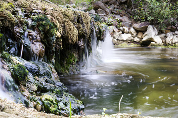 Fototapeta premium Waterfall, torrent, river water flowing