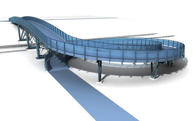 Steel blue bridge isolated on white background