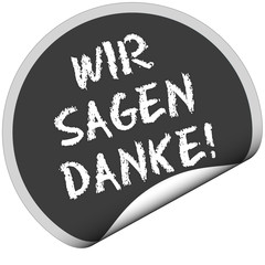 TF-Sticker rund curl unten WIR SAGEN DANKE!