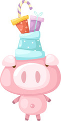 pink pig vector illustration