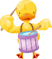 circus duck play drum .vector illustration