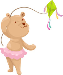 bear with a kite .vector illustration