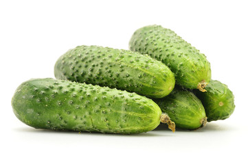 Fresh raw cucumbers isolated on white