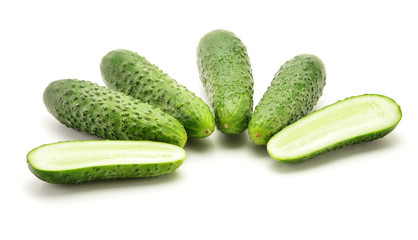 Fresh raw cucumbers isolated on white