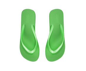green beach shoes isolated on white