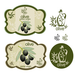 Vintage black olive label set