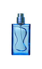 men's perfume in beautiful blue bottle isolated on white