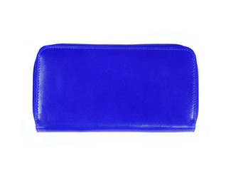 Beautiful blue makeup bag isolated on white