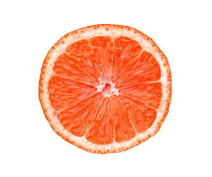 Fresh slice of grapefruit isolated on white