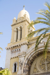 Fototapeta na wymiar Cathedral of St Vincent de Paul Avenue Habib Bourguiba Tunisie T
