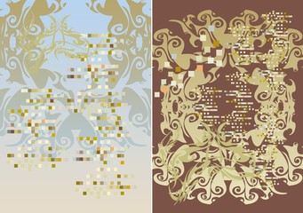 Abstract magnificent background with small squares. Diptych