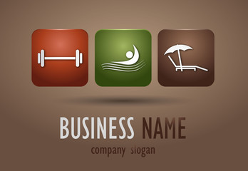 Business logo sports activities desing on brown background - 42326054