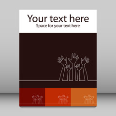 Simple line illustration of hands leaflet design.