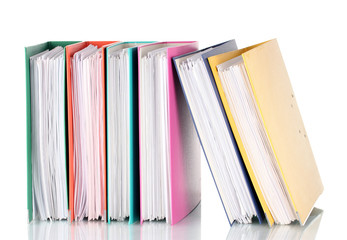 Office folders isolated on white.