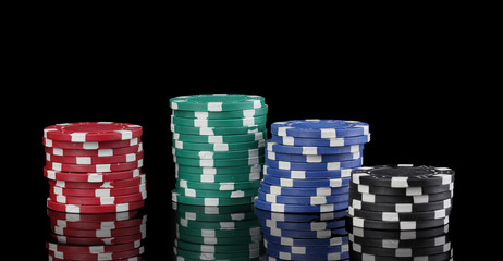 Casino chips isolated on black