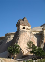 Fairy chimneys, rock formations, near Goreme, Cappadocia, Turkey