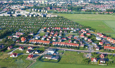 aerial view of Nysa city suburbs