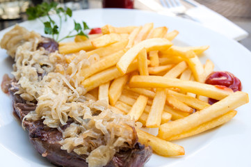 steak beef meat with tomato