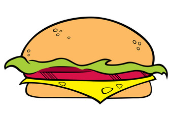 Illustration of the hamburger on white background