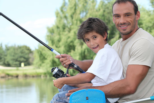 Father And Son Fishing