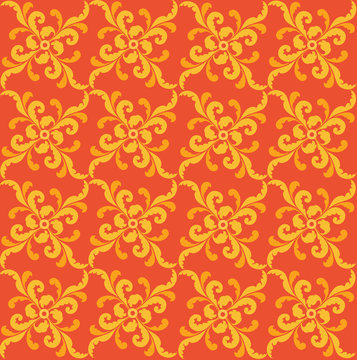 seamless pattern background from plant motifs in a retro-style