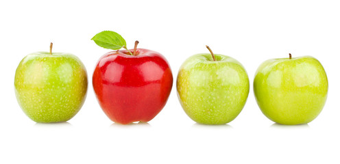 red apple between green ones