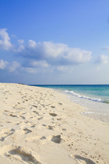 Fototapeta na wymiar Piękne tropikalne biały piasek plaży Malediwów
