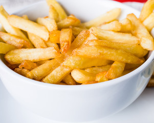 Golden French fries potatoes