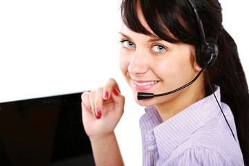 A female customer service consultant working
