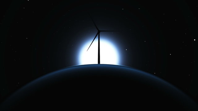 プロペラ風車と惑星