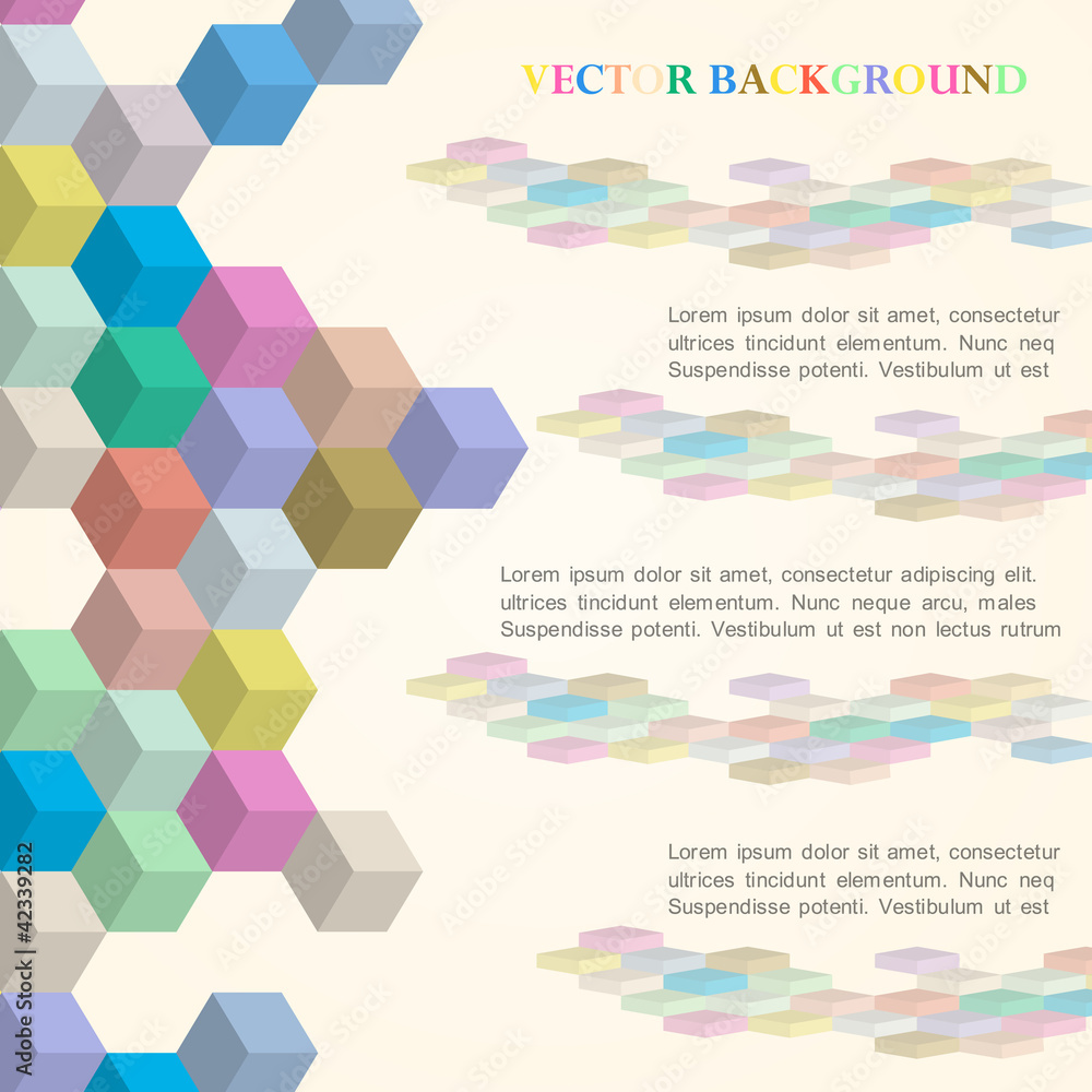 Poster cubes vector background in retro style