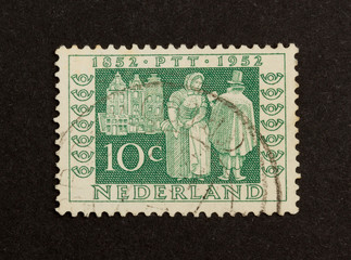 Fototapeta premium HOLLAND - CIRCA 1950: Stamp printed in the Netherlands