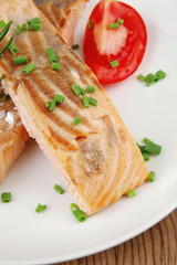 Fototapeta na wymiar fish portion : roasted salmon