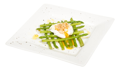 fresh salad with asparagus,eggs and croutons