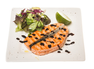 savory fish portion : roasted norwegian salmon fillet garnished