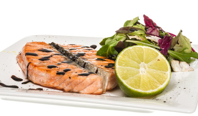 savory fish portion : roasted norwegian salmon fillet garnished