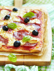 Homemade pepperoni pizza