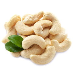 Cashew nuts isolated on white background
