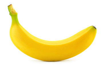 One banana on white background