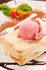 puff pastry with ice cream