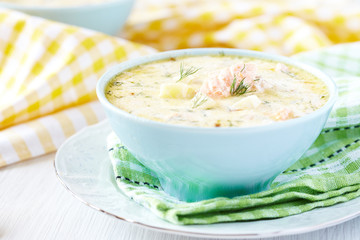 Finnish Fish Soup with Salmon, Cream and Potatoes