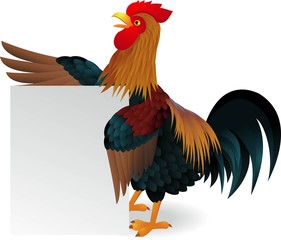 Rooster with blank sign