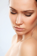 Beautiful health woman face with clean purity skin