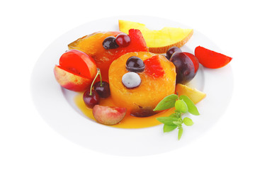 fruit ice cream and raw fruits