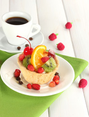 sweet cake with fruits