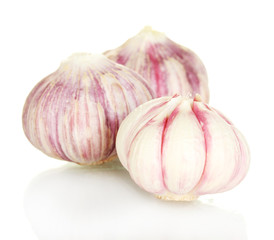 young garlic peeled isolated on white
