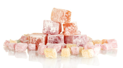 tasty pieces of turkish delight isolated on white