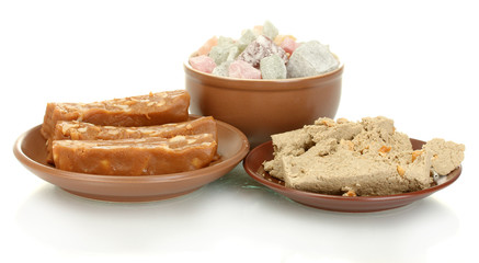 East sweets - halva, sherbet and Turkish delight isolated