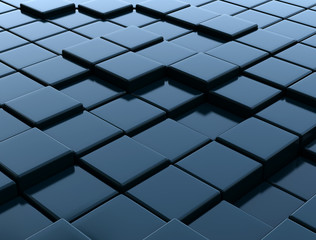 3D dark metallic blue cubes