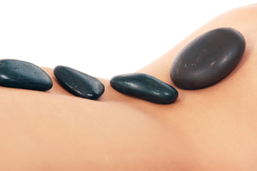 Attractive woman getting spa treatment isolated on white